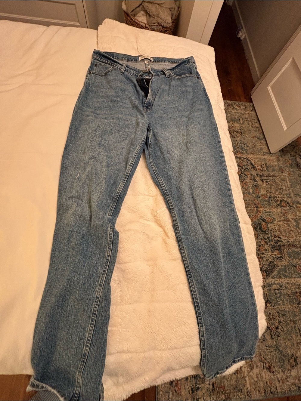 Abercrombie & Fitch Straight-Leg Jeans in Light Blue Denim